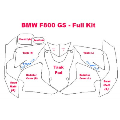 2013-2016 BMW F800 GS 3M Scotchgard Clear Bra Paint Protection Film Complete Kit