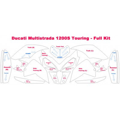 2013 Ducati Multistrada 1200S Touring 3M Clear Bra Complete Paint Protection Kit