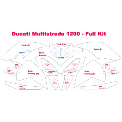2013 Ducati Multistrada 1200 3M Clear Bra Complete Paint Protection Kit